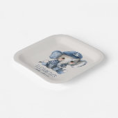 Nautical Blue Baby Elephant Baby Shower Papieren Bordje (Gebogen)