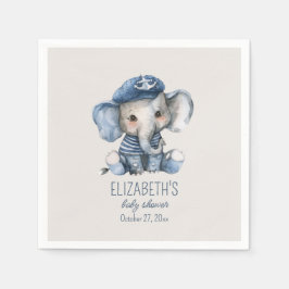 Nautical Blue Baby Elephant Baby Shower Servet