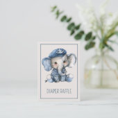 Nautical Blue Baby Elephant Diaper Raffle Informatiekaartje (Staand voorkant)