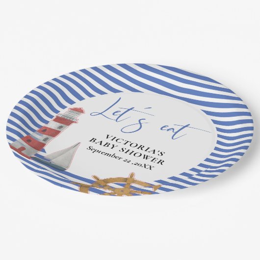Nautical Blue Baby Shower Papieren Bordje (Gekanteld)