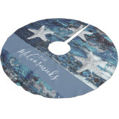 Nautical Blue Beach Rustic Starfish Familienaam Kerstboom Rok (Gekanteld)