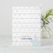 Nautical blue Beach zandschelpen Weddenschap Kaart (Staand voorkant)