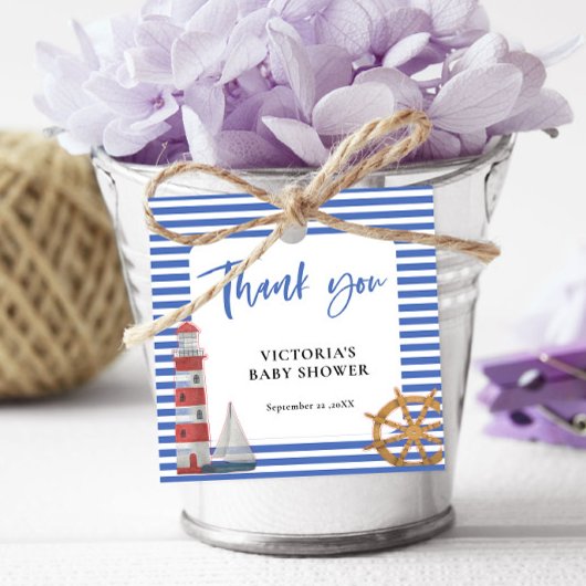 Nautical Blue Bedankt Baby shower Bedankjes Labels