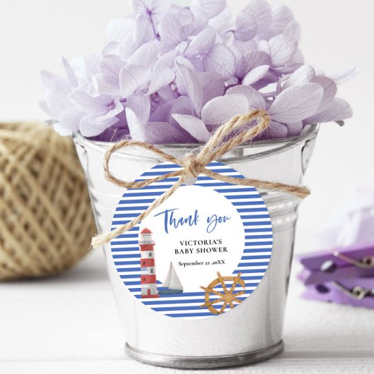 Nautical Blue Bedankt Baby shower Bedankjes Labels