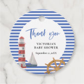 Nautical Blue Bedankt Baby shower Bedankjes Labels (Voorkant)