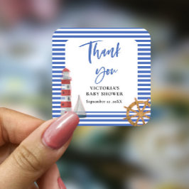 Nautical Blue Bedankt Baby shower Vierkante Sticker