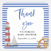 Nautical Blue Bedankt Baby shower Vierkante Sticker (Voorkant)