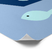 Nautical Blue Blauwgroen Grey Sailboat Nursery Art Poster (Hoek)