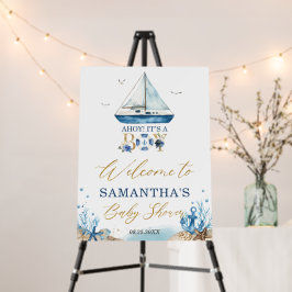 Nautical Blue Boat Ahoy Boy Baby shower Welkom