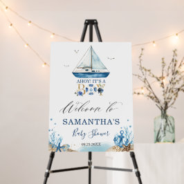 Nautical Blue Boat Ahoy Boy Baby shower Welkom