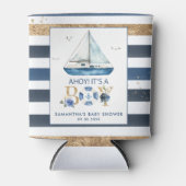 Nautical Blue Boat Ahoy Het is een Jongen Baby sho Blikjeskoeler (Voorkant)