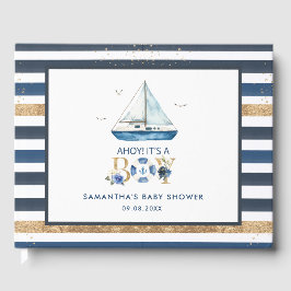 Nautical Blue Boat Ahoy Het is een Jongen Baby sho Gastenboek