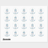Nautical Blue Boat Ahoy Het is een Jongen Baby sho Ronde Sticker (Vel)