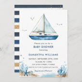 Nautical Blue Boat Baby Shower Kaart (Voorkant / Achterkant)