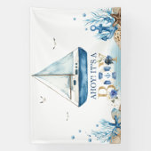 Nautical Blue Boat Boy Baby shower Ahoy Het is een Spandoek (Verticaal)