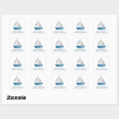 Nautical Blue Boat Boys Persoonlijke School Vierkante Sticker (Vel)