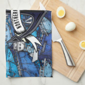 Nautical Blue Boats and Anchor Boat Name Theedoek (Quarter Fold)