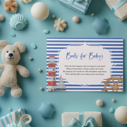 Nautical Blue Books voor Baby Baby shower Kaart