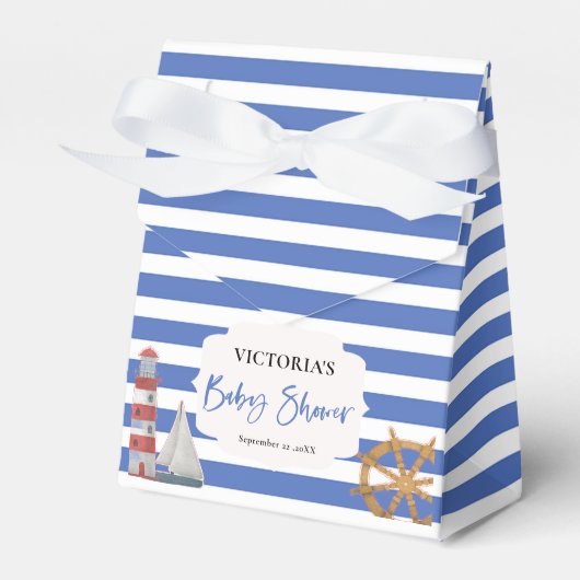 Nautical Blue Boy Baby shower Bedankdoosjes (Voorkant Zijde)