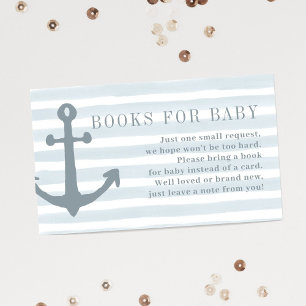 Nautical Blue Boy Baby shower Boeken voor Baby Informatiekaartje