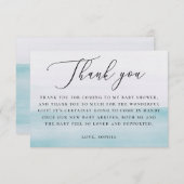 Nautical Blue Boy Baby Shower | Elegant Script Bedankkaart (Voorkant / Achterkant)