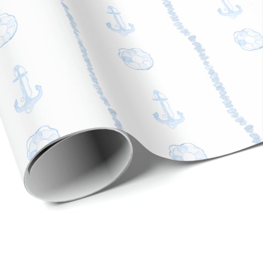 Nautical Blue Boy Ocean Baby shower Cadeaupapier (Rol Hoek)