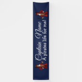 Nautical Blue Boy Party Pirate Spandoek (Verticaal)