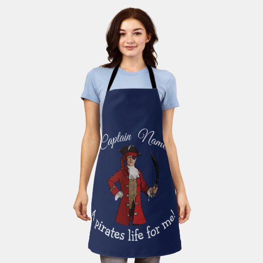 Nautical Blue Boy Pirate Apron Schort (Gedragen)