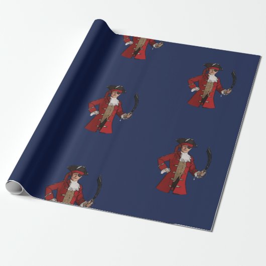 Nautical Blue Boy Pirate Cadeaupapier (Uitgerold)