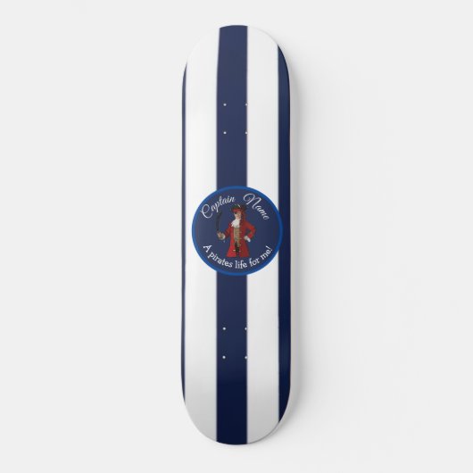 Nautical Blue Boy Pirate Persoonlijk Skateboard (Voorkant)