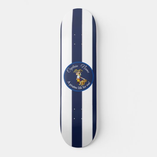 Nautical Blue Boy Pirate Skateboard (Voorkant)
