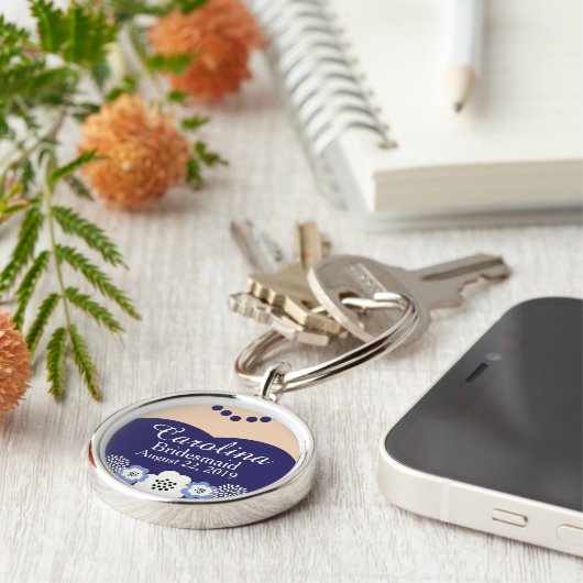 Nautical Blue Bridesmaid Wedding Sleutelhanger (Zijkant)
