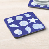 nautical blue coasters with seashells bier onderzetter (Linkerzijde)