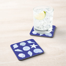 nautical blue coasters with seashells bier onderzetter