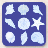 nautical blue coasters with seashells bier onderzetter (Voorkant)