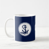 Nautical Blue Coffee Mok, Anchor and Ship's Wheel Koffiemok (Links)
