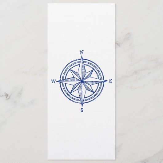 Nautical Blue Compass Weddenemkaart Menu (Achterkant)