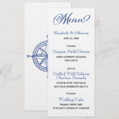 Nautical Blue Compass Weddenemkaart Menu (Voorkant / Achterkant)