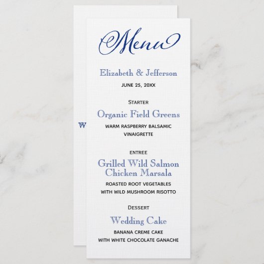 Nautical Blue Compass Weddenemkaart Menu (Voorkant / Achterkant)