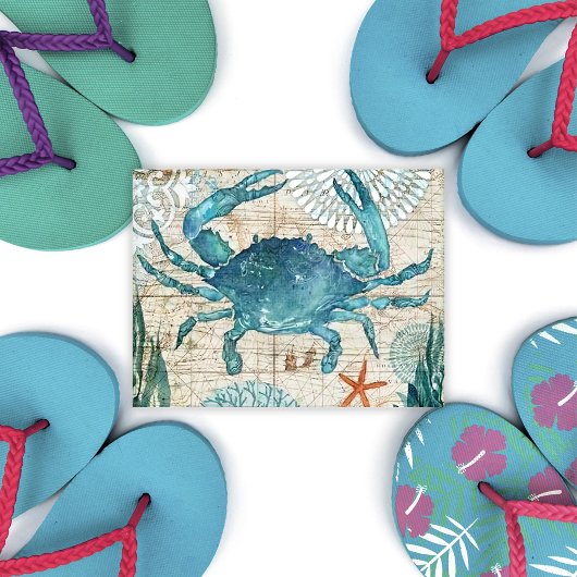  Nautical Blue Crab Briefkaart