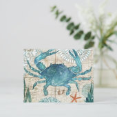 Nautical Blue Crab Briefkaart (Staand voorkant)