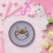 Nautical Blue Crab Feed Weddenschap Papieren Bordje (Feest)