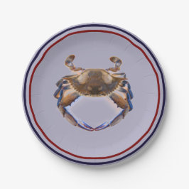 Nautical Blue Crab Feed Weddenschap Papieren Bordje