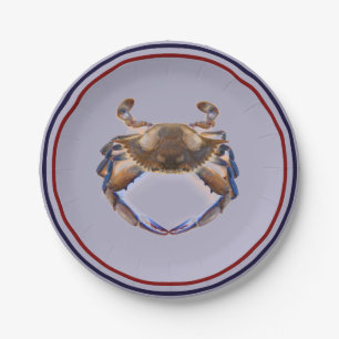 Nautical Blue Crab Feed Weddenschap Papieren Bordje
