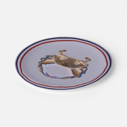 Nautical Blue Crab Feed Weddenschap Papieren Bordje (Gekanteld)