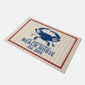 Nautical Blue Crab & Stripes Beach House Deurmat (Schuin)
