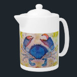 Nautical Blue Crab Teapot Theepot<br><div class="desc">Breng je zeemijlbaars theepot naar je strandkeuken met deze schattige theepot!</div>