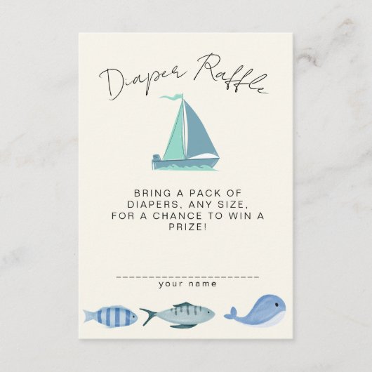 Nautical Blue Diaper Raffle Simple Boy´s Shower Informatiekaartje (Voorkant)