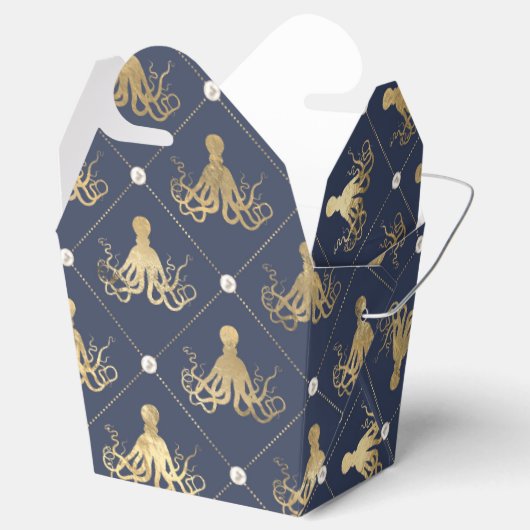  Nautical Blue en Gold Octopus Bedankdoosjes (Geopend)
