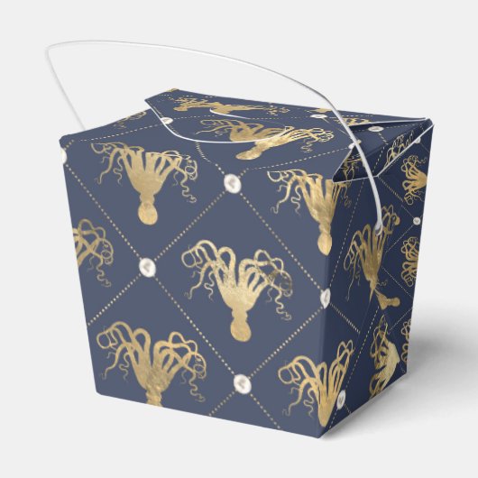  Nautical Blue en Gold Octopus Bedankdoosjes (Achterkant)